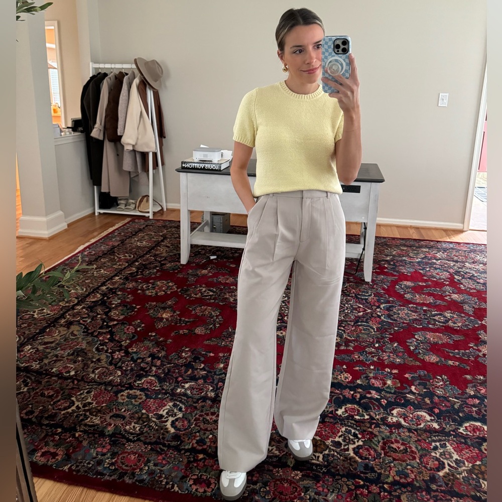 Elegant Cream Wide-Leg Pants